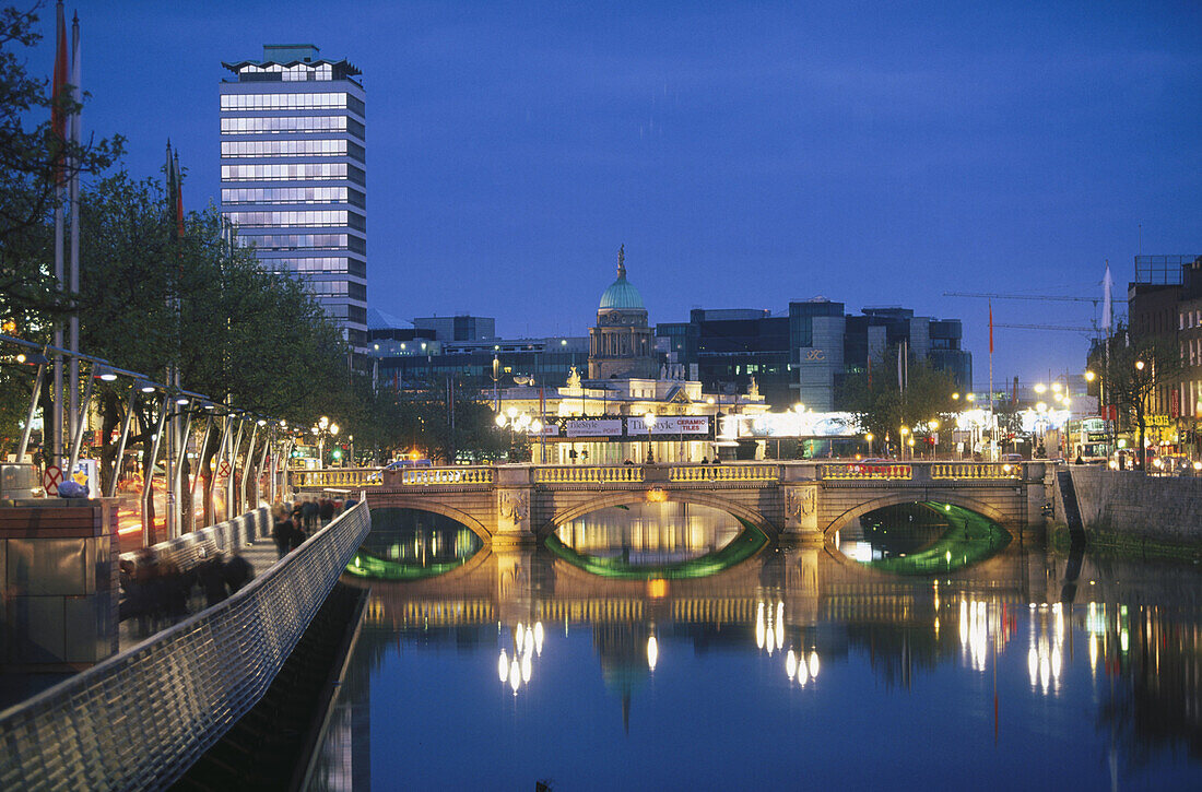 River Liffey and O Connell Bridge. Dublin. Ireland