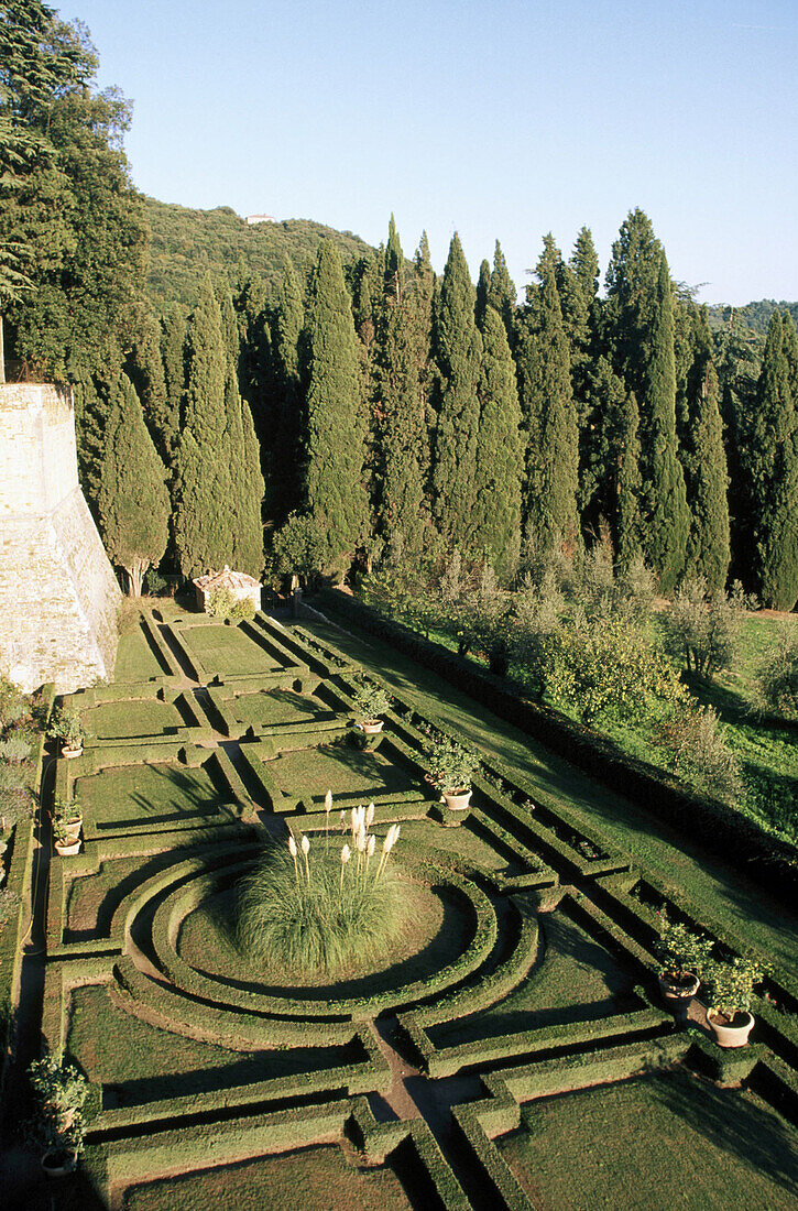 Gardens and vineyards of Brolio Castle. Chianti, Tuscany. Italy