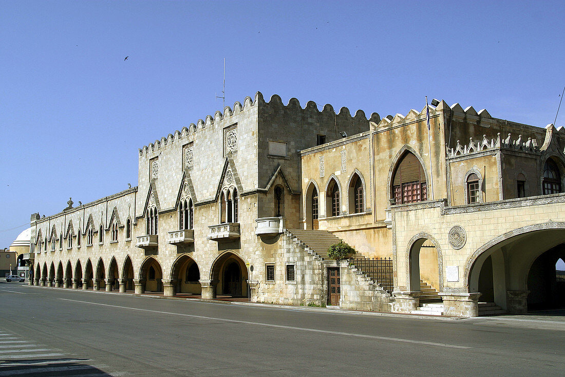 Nomarhia (building of the Prefecture Authorities) palace, old city. Rhodes. Dodecanese, Greece