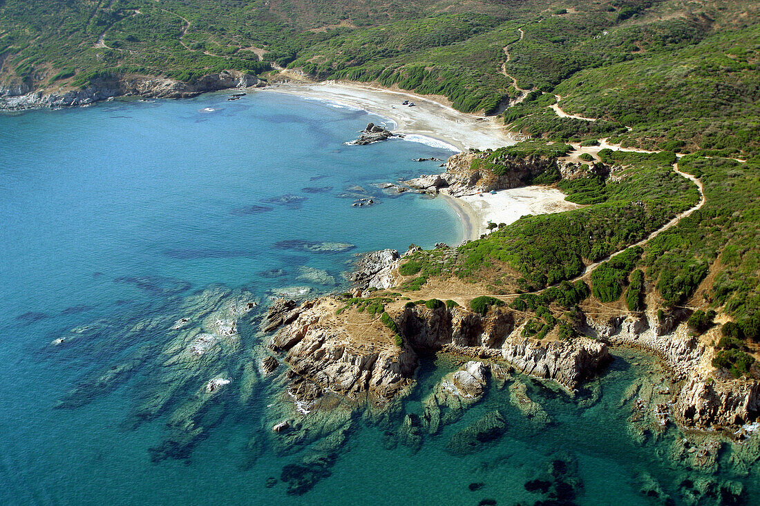 Feraxi beach and cape Ferrato. Costa Rei, Sardinia, Italy
