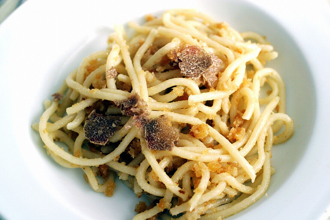 Pasta with truffles. Tuscany, Italy