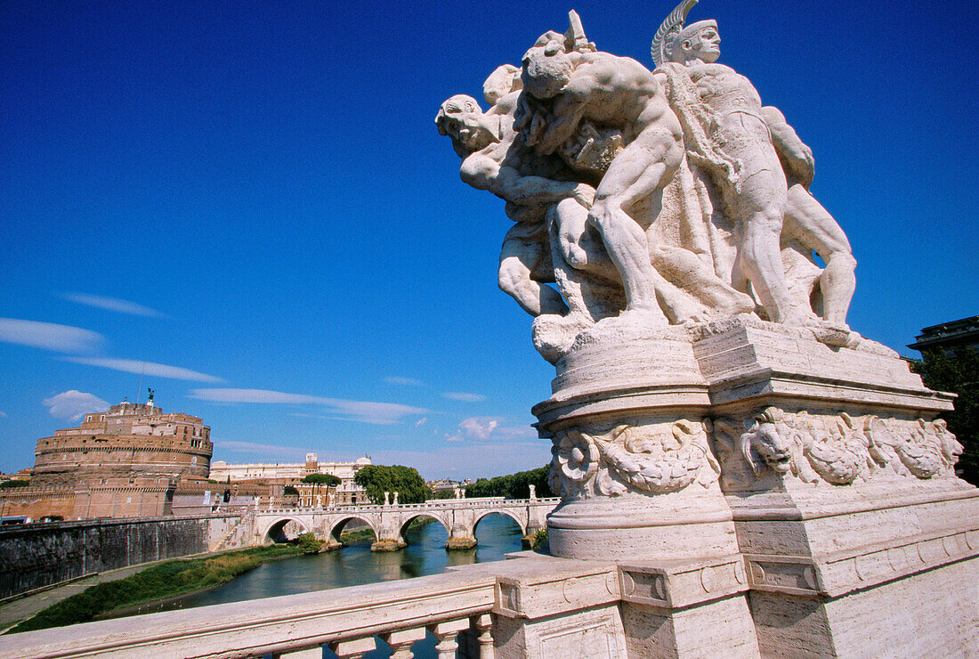 Vittorio Emanuele Bridge and Castel Sant Angelo. Roma. Italy.