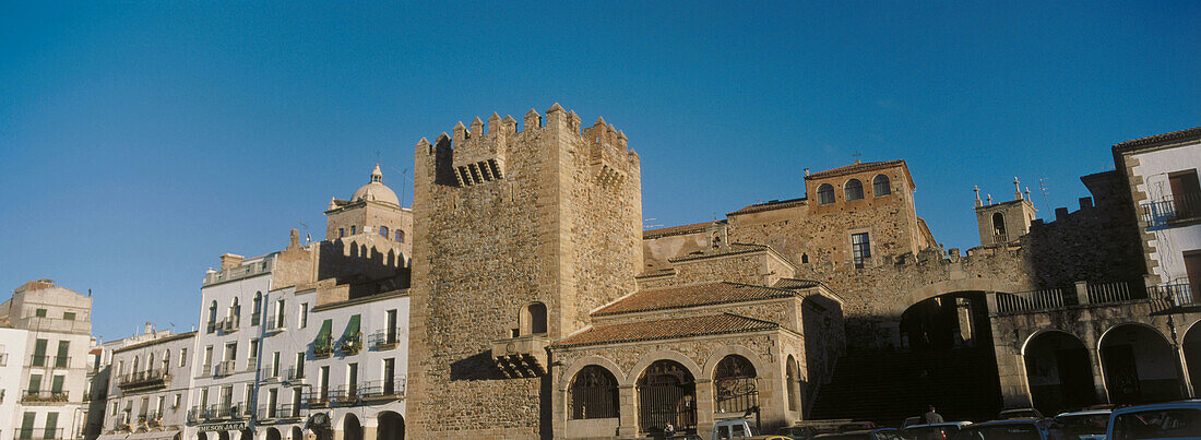 Torre del Bujaco (12th century) and Plaza Mayor. Caceres. Extremadura. Spain