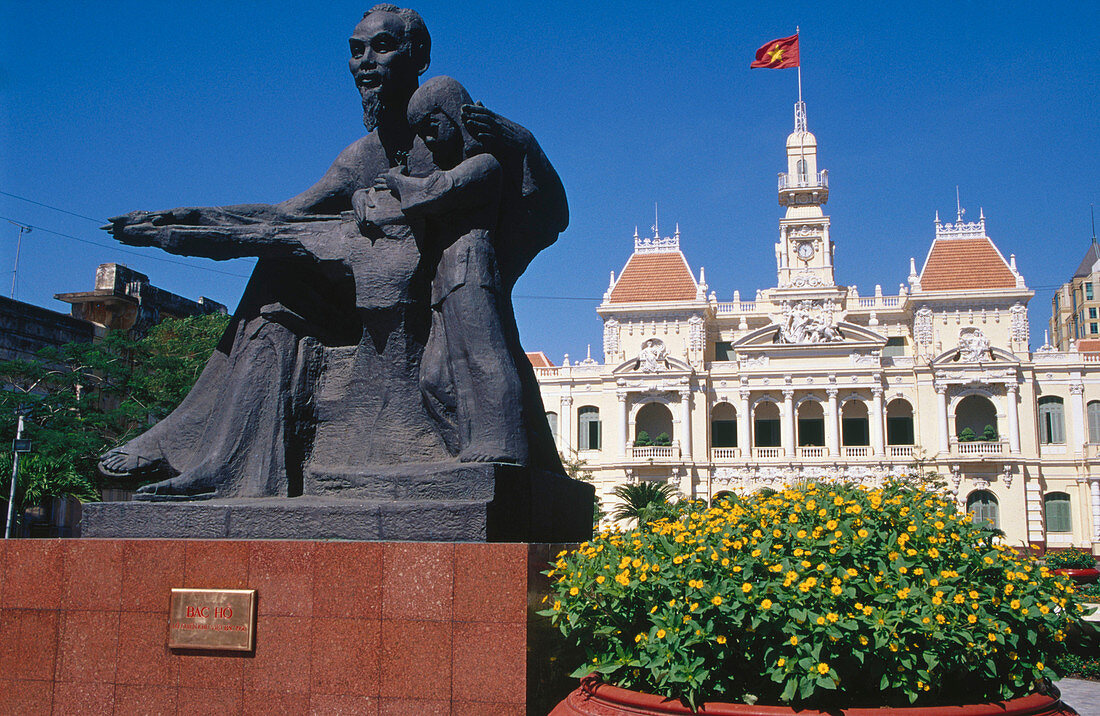 Monument to Ho Chi Minh in front of the Old Town Hall. Ho Chi Minh City. Vietnam