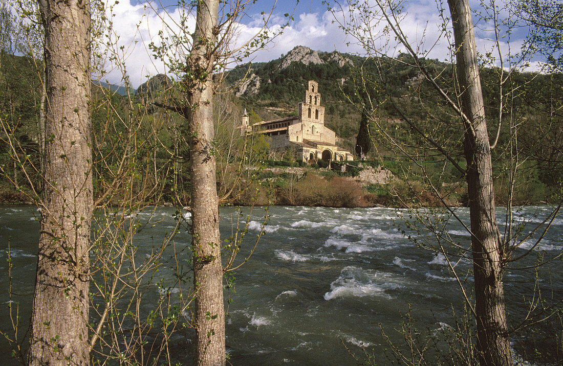Benedictine Monastery of Santa Maria de Gerri and Noguera Pallaresa River. Gerri de la Sal (Baix Pallars). Lleida province. Catalonia. Spain