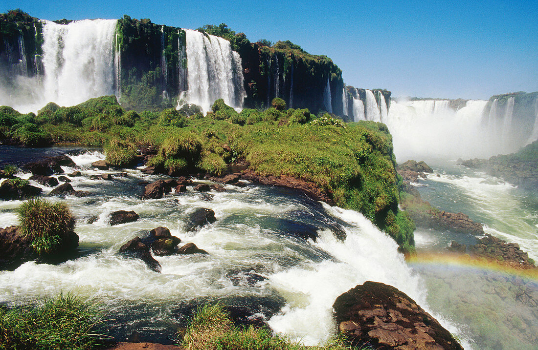 Iguazú falls. Brazilian side. La Garganta del Diablo at the rear. Iguazú National Park. Paraná state. Brazil.