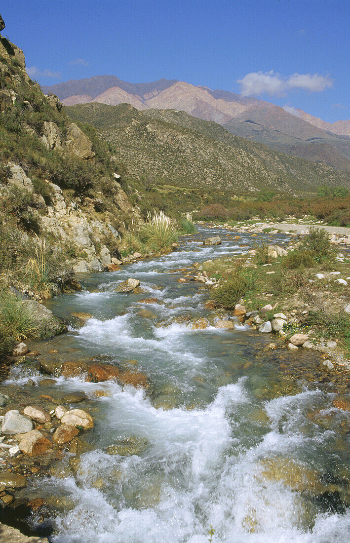 River in Los Andes mountainsides. Tunuyán. Mendoza province. Argentina.