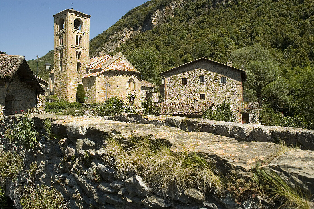 Romanesque church of Sant Cristòfol (s. XII), Beget. La Garrotxa Natural Park, Girona province, Catalonia, Spain