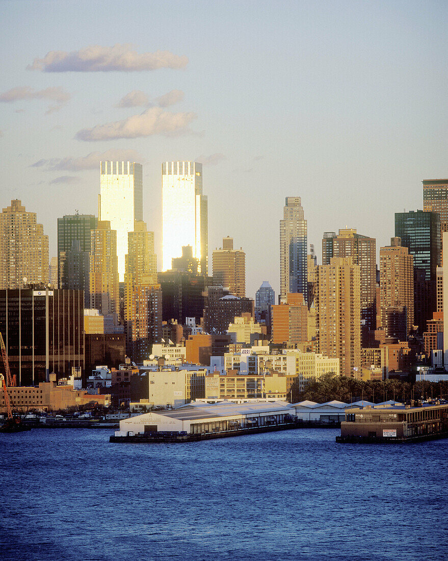 Time Warner towers, midtown Manhattan skyline. New York City, USA