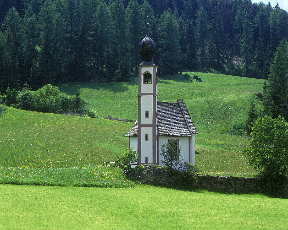 Saint johann church, gardena valley, Dolomites, Italy.