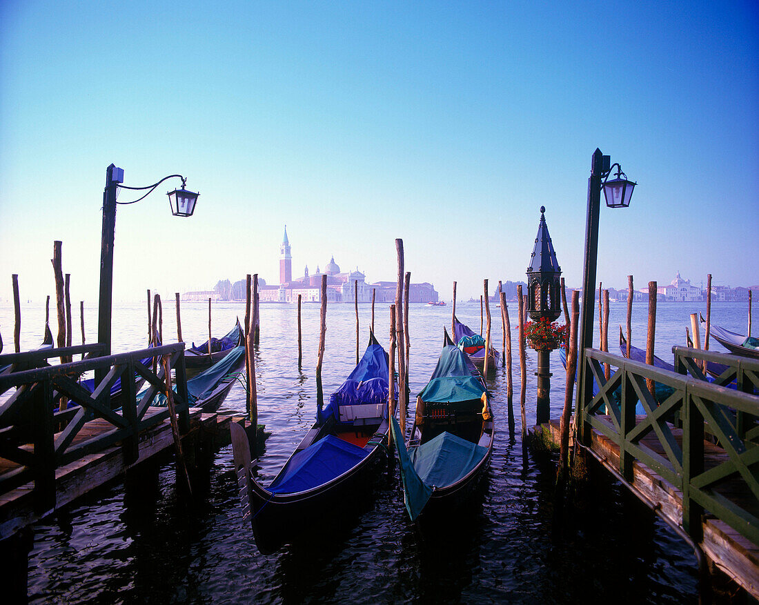 Gondolas & isola di san giorgio maggiore, Venice, Italy.