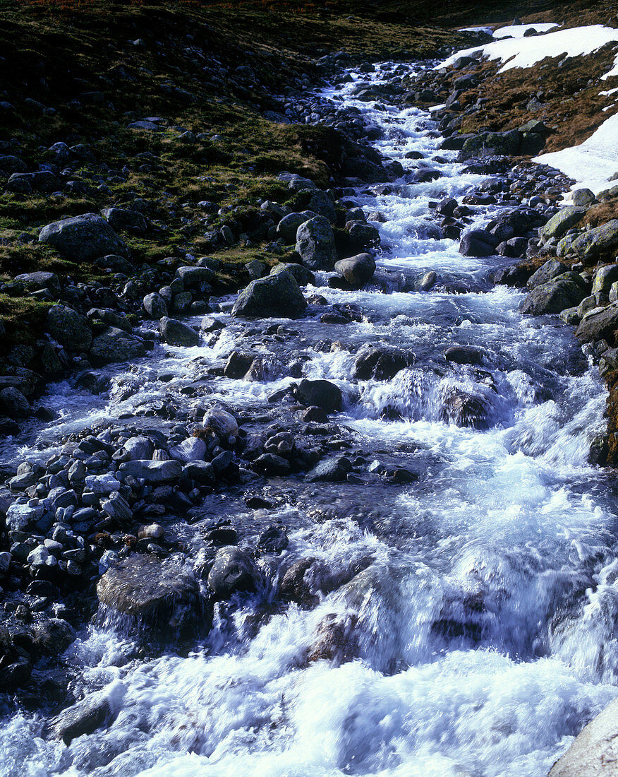 Scenic white water, glacial stream, Nr.voss, Norway.