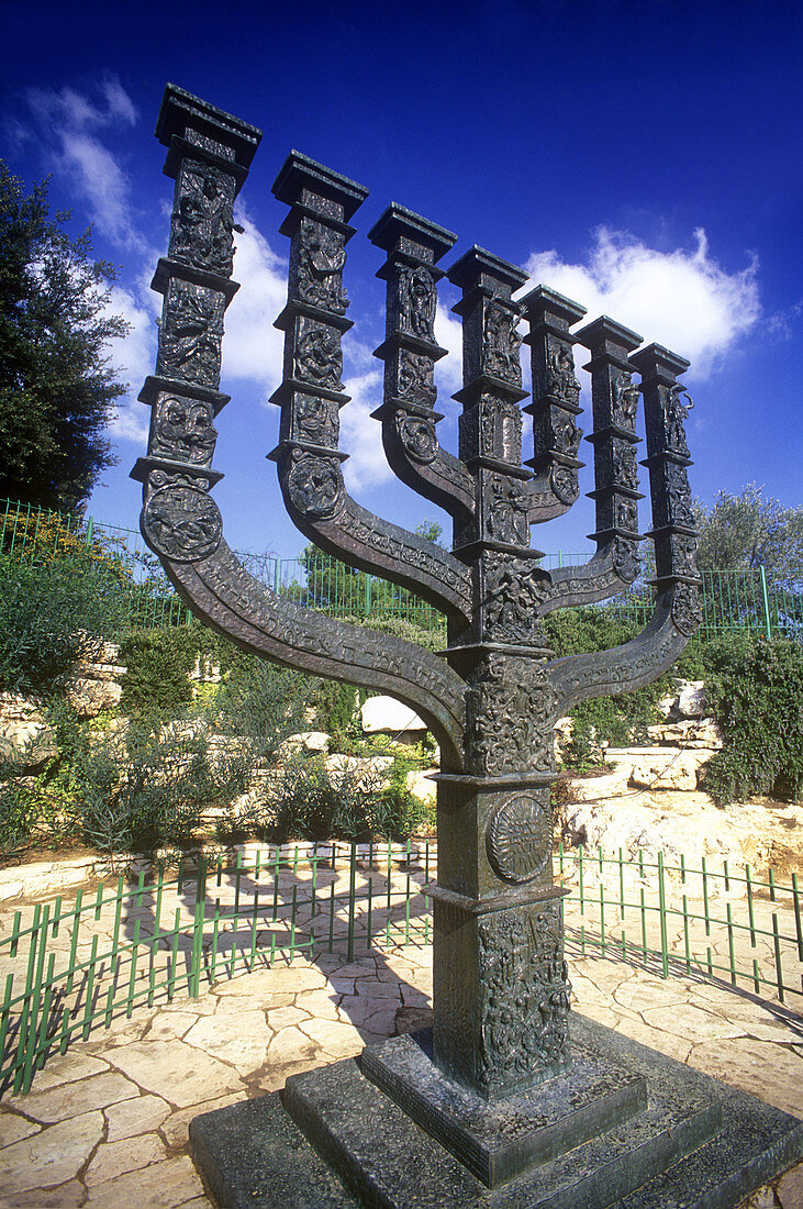 Knesset jewish menorah, Jerusalem, Israel.