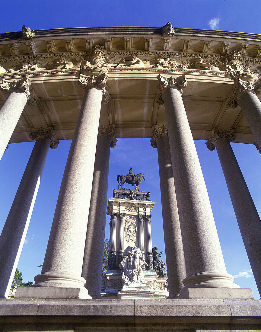 Columns, Alfonso xii monument, Parque del retiro, Madrid, Spain.