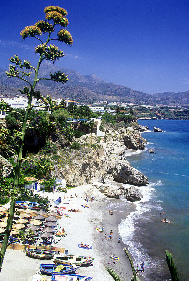 Playa, Butihonda, Nerja coastline, Costa de almeria, Andalucia, Spain.