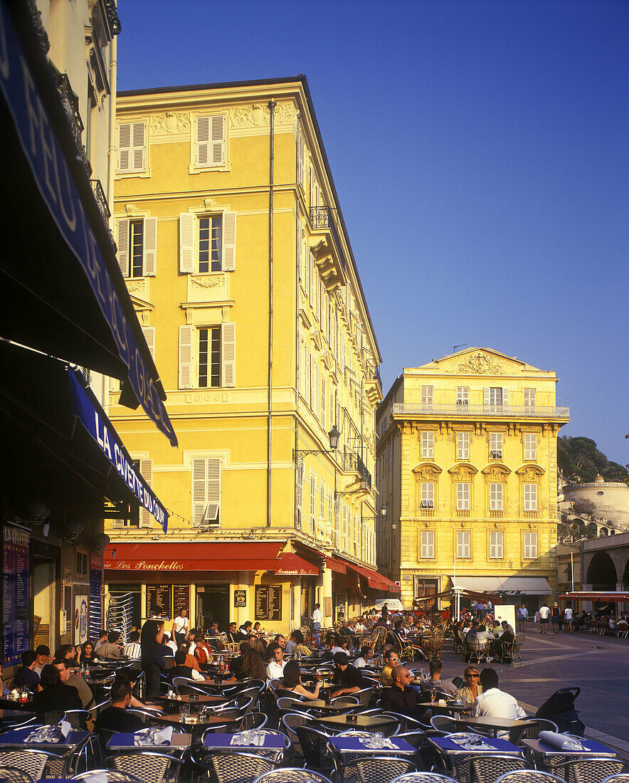 Cafes, Place charles felix, Nice, Cote d azur, Riviera, France.