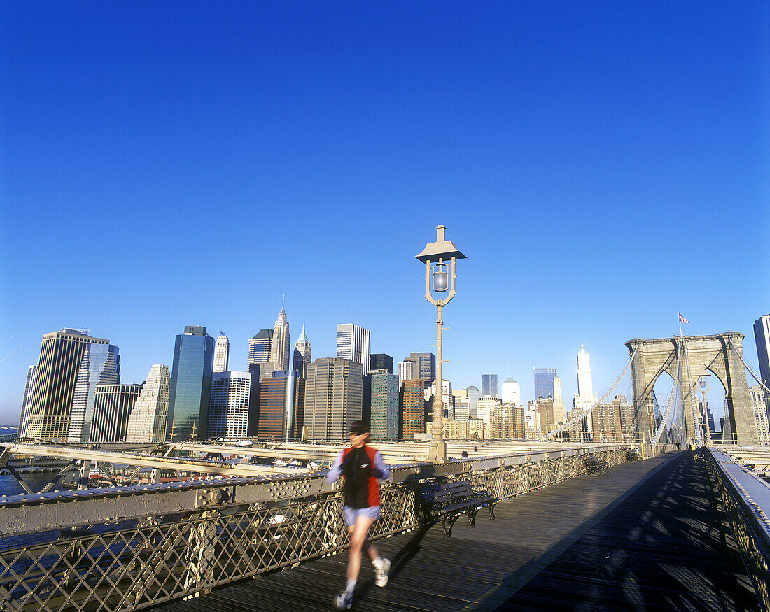 Brooklyn bridge, Downtown skyline, Manhattan, New York, USA