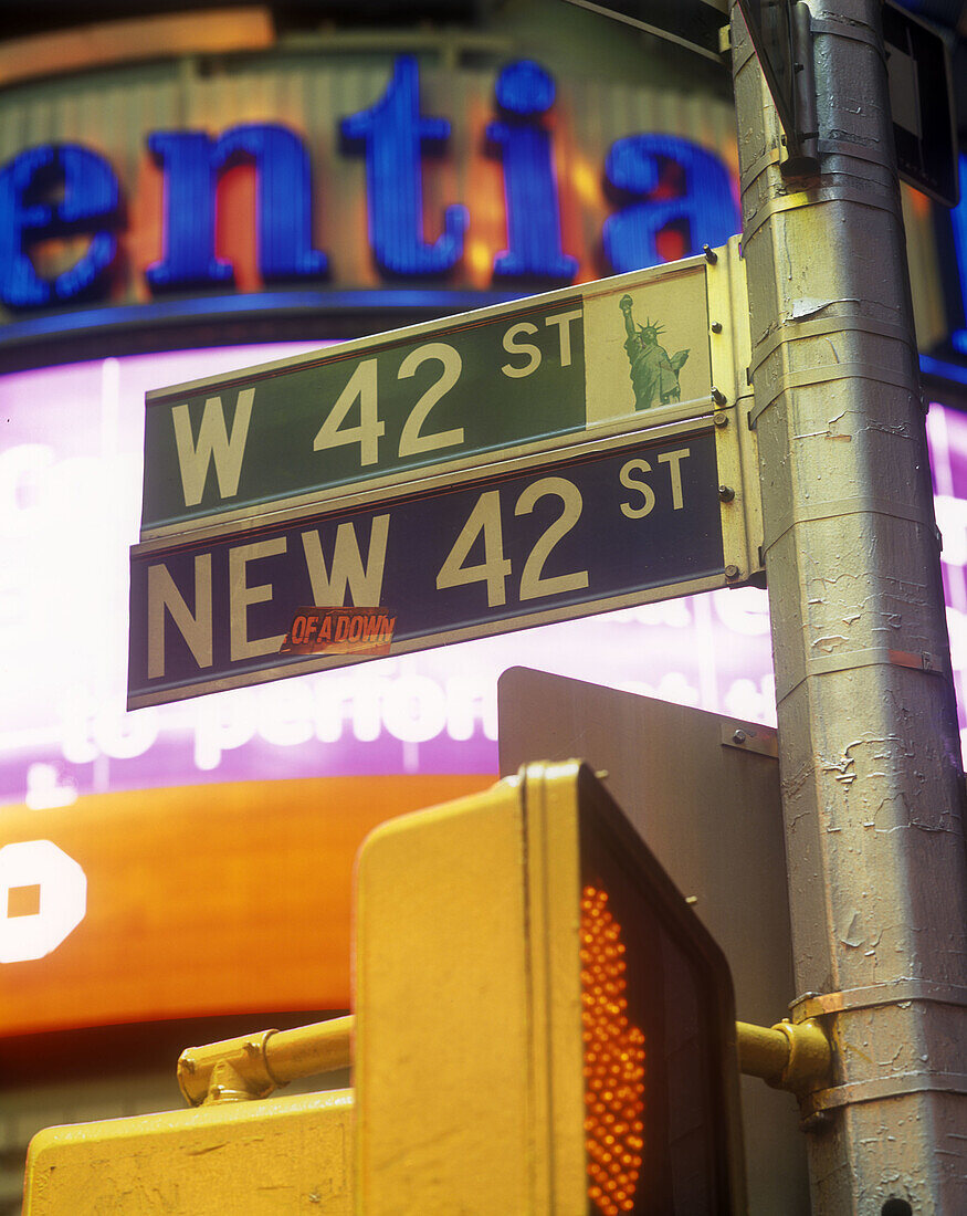 New 42nd Street sign, Midtown, Manhattan, New York, USA
