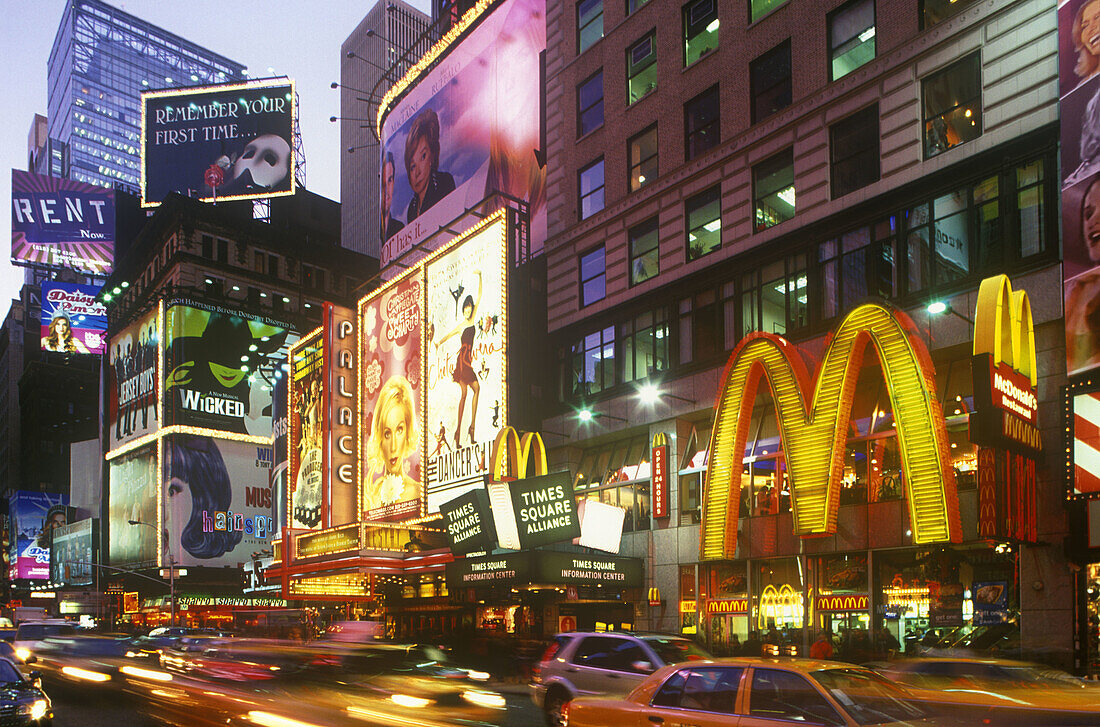 Street scene, Taxi cabs, Times square, Midtown, Manhattan, New York, USA