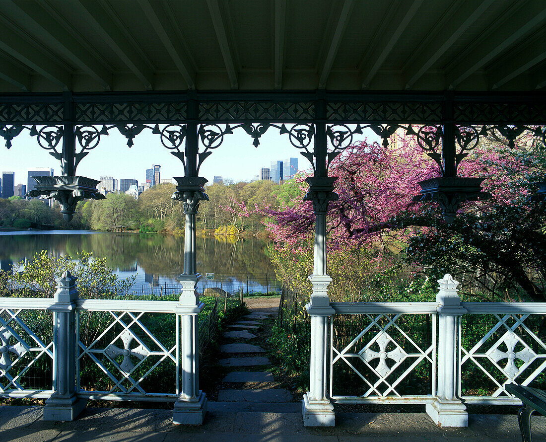 Spring, Cast iron gazebo, Central Park west, Manhattan, New York, USA