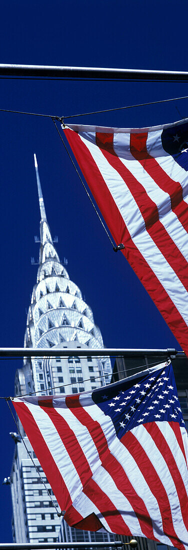 United states flags, 42nd Street, Manhattan, New York, USA