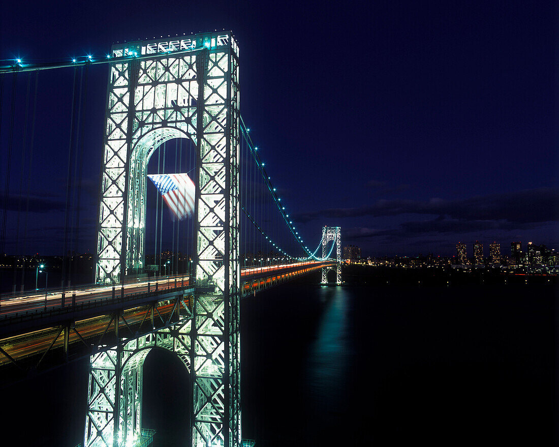 Largest american flag, George washington bridge, Manhattan, New York, USA