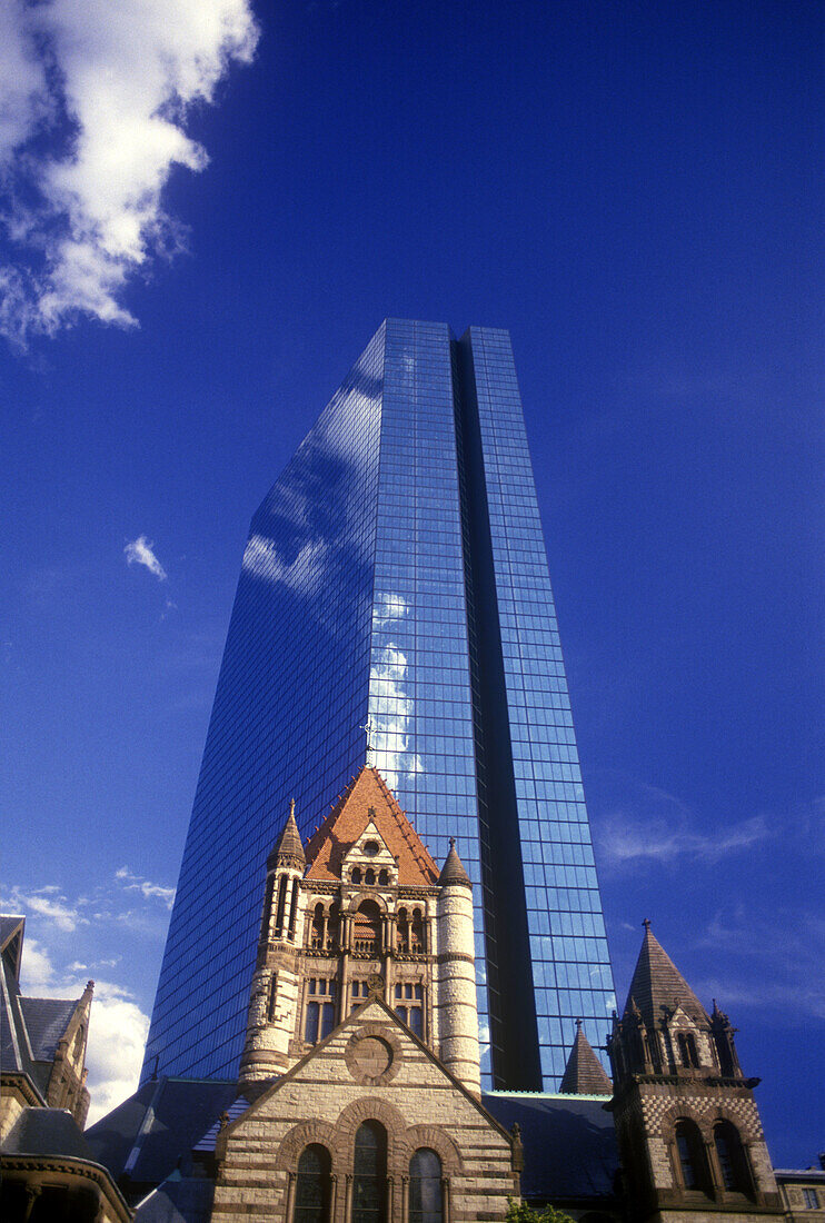Trinity church & hancock tower, Boston, Massachusetts, USA.
