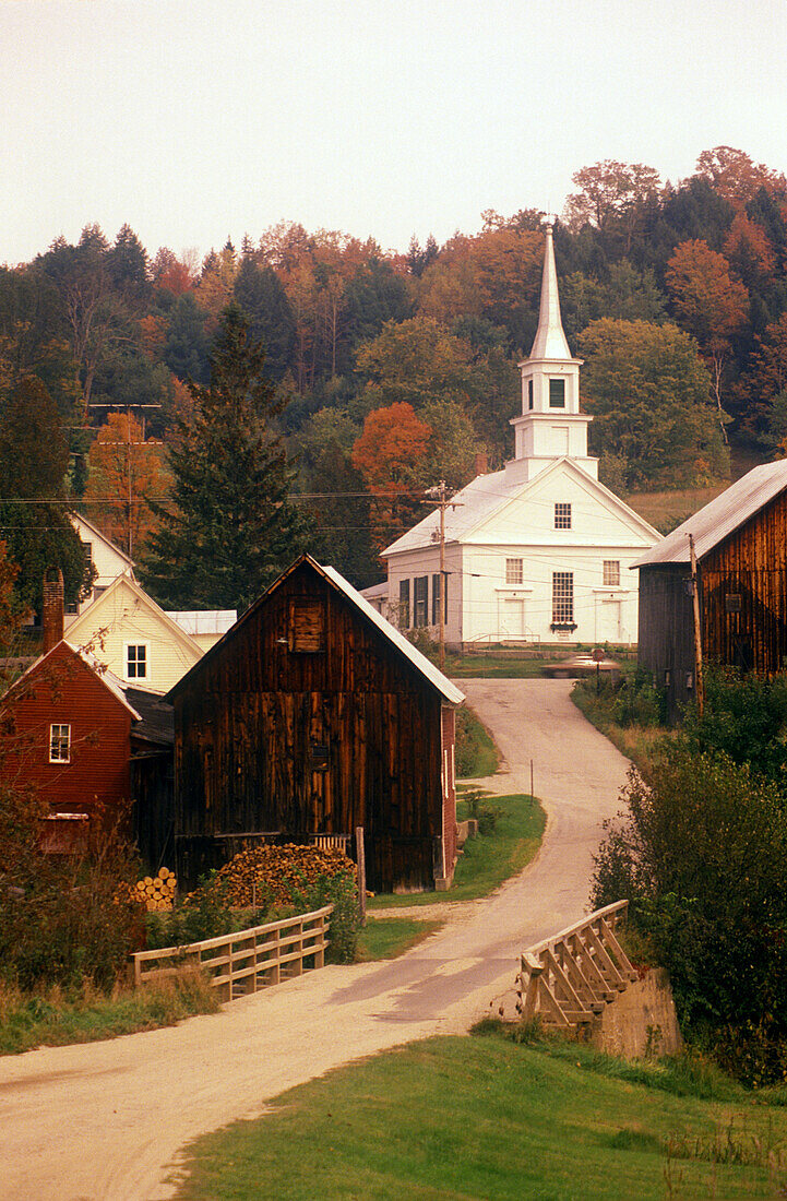 Fall foliage, Waits river village, Vermont, USA.