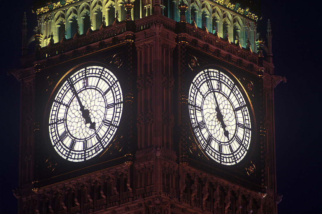 Clock faces, Big Ben, Houses of Parliament, London, England, UK