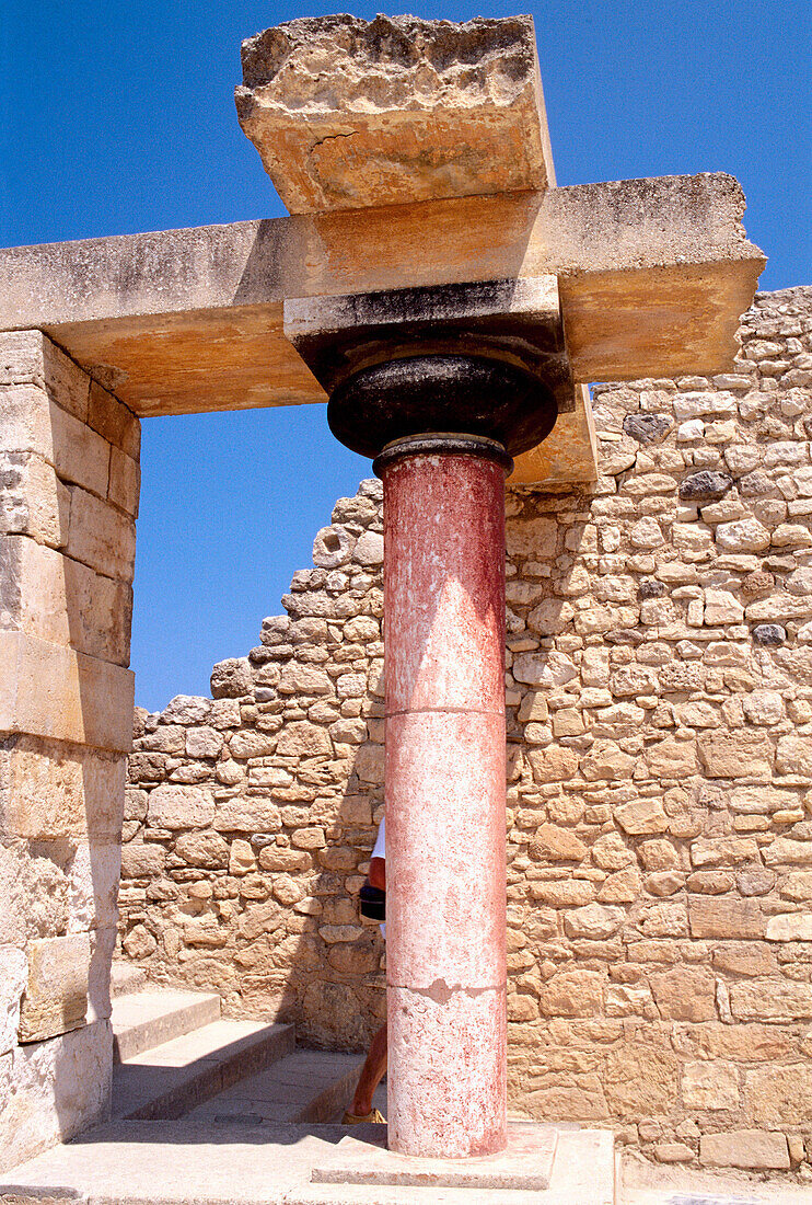 Column at the Palace of Knossos. Crete. Greece