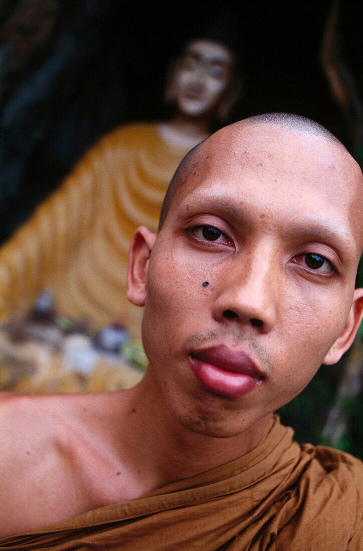 Monk at Brahmavihara Arama, the only Buddhist monastery in Bali. Bali. Indonesia