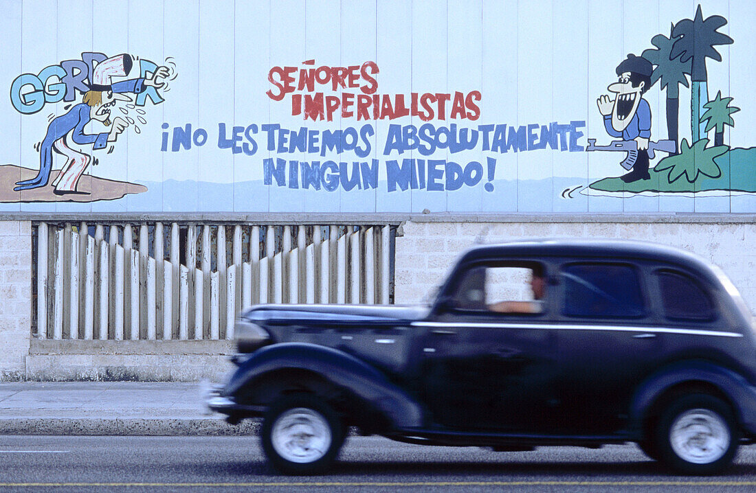 Anti-American propaganda on the Malecon. Havana. Cuba