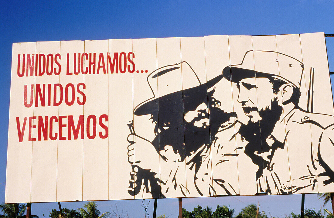 Road. Communist propaganda with Fidel Castro. Pinar del Río Province. Cuba