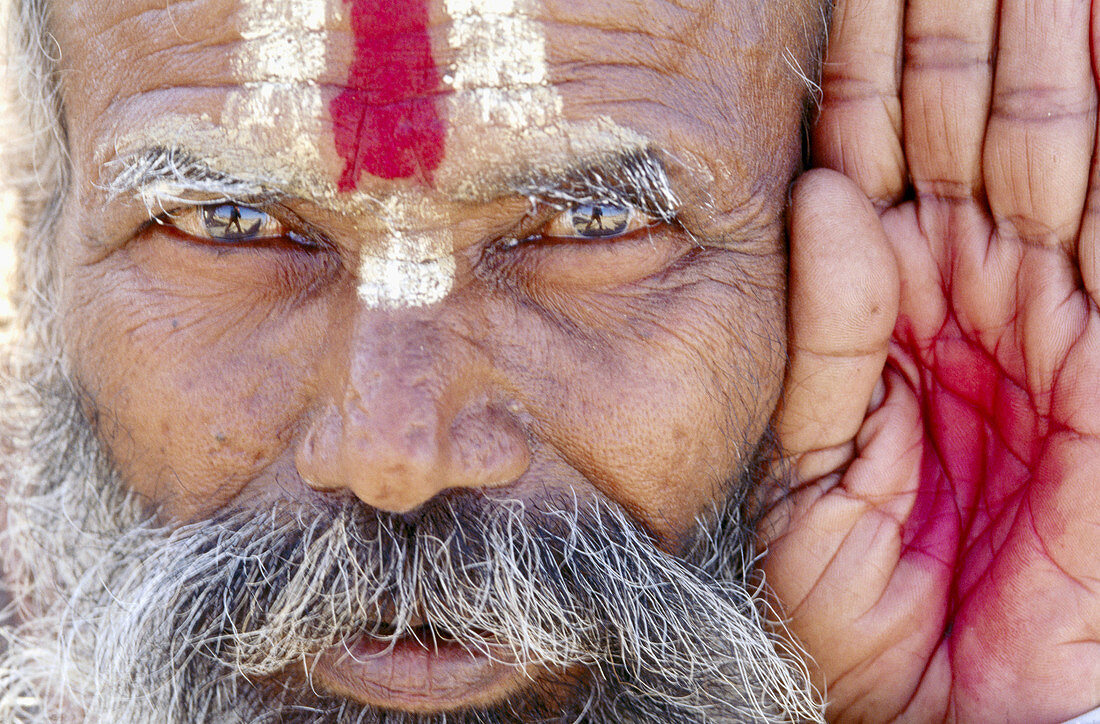 Sadhu. Kumbh Mela, Allahabad. River Ganges. India.