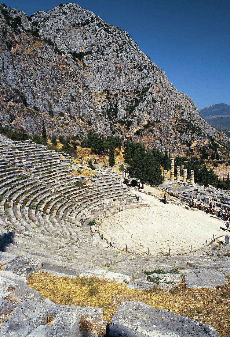 Amphitheatre at the Sanctuary of Apollo, Mount Parnassus, Delphi. Greece