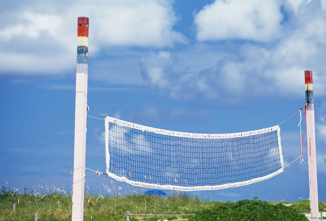 Volleyball net, South Beach, Miami Beach, Miami, USA