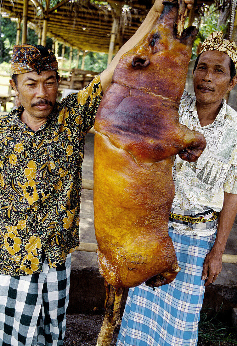 Roasted pig, Sapi Gerum Bungan (bull race). Lovina. Bali Island. Indonesia