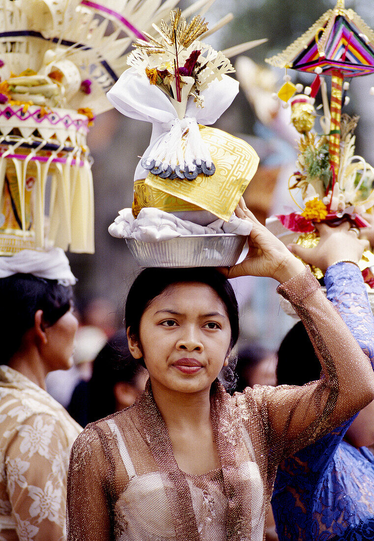 Religious procession. Near Ubud. Bali. Indonesia