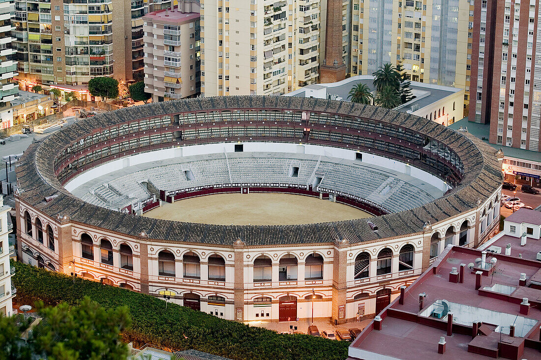 View of Málaga with its bullring. Andalusia. Spain