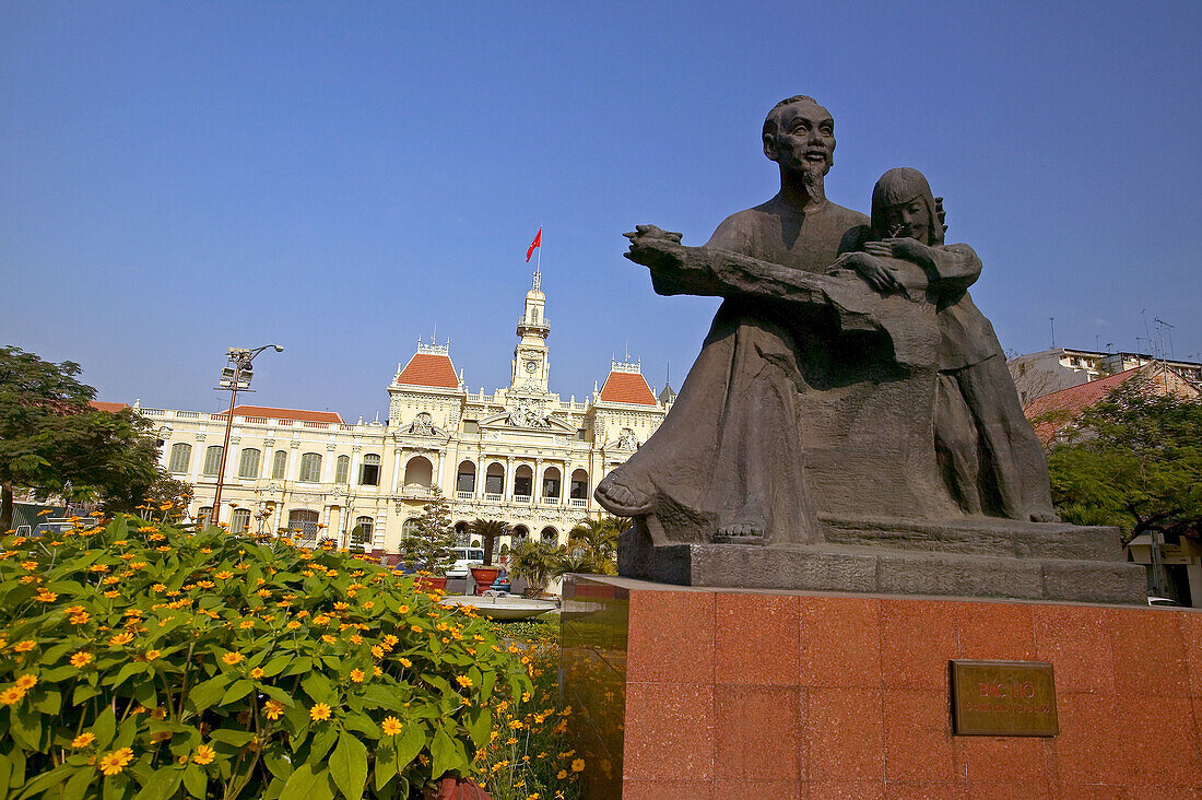 Monument to Ho Chi Minh in front of the Old Town Hall. Ho Chi Minh City. Vietnam