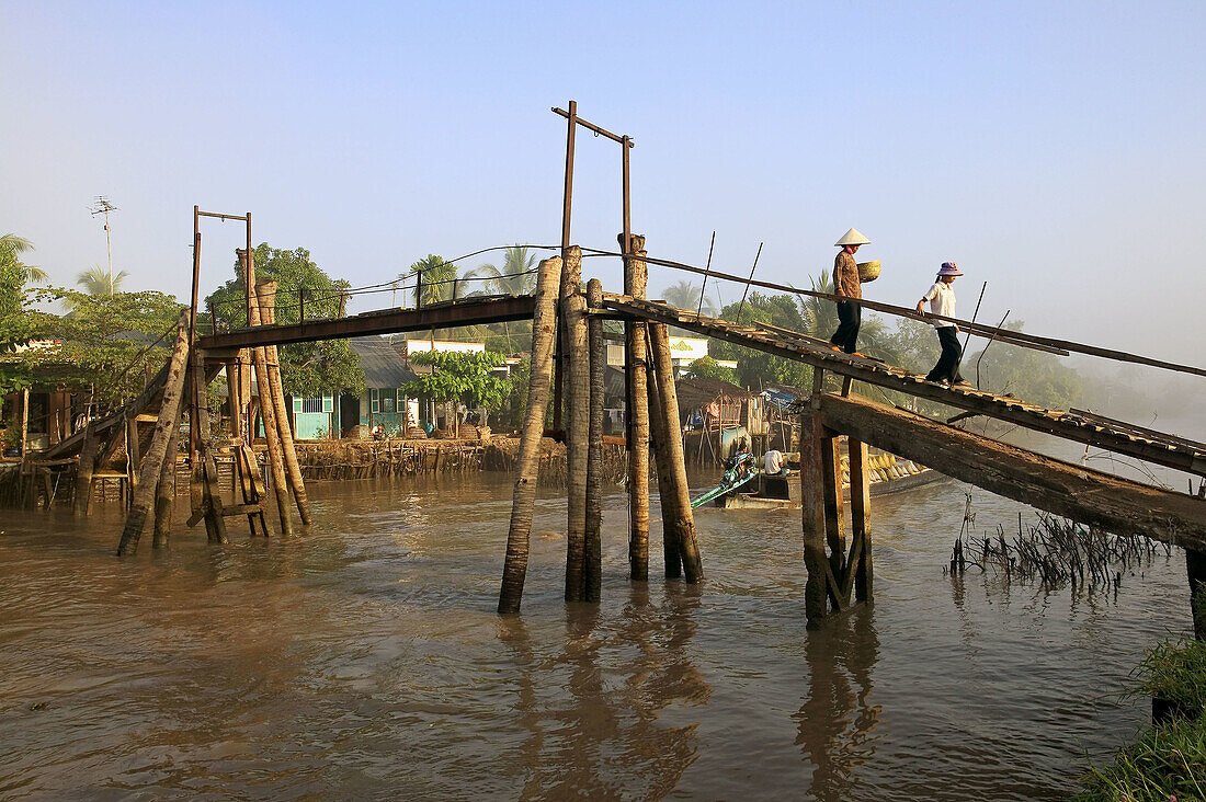 Bridge on a canal near Pung Hiep, Mekong River, Mekong Delta, Vietnam.