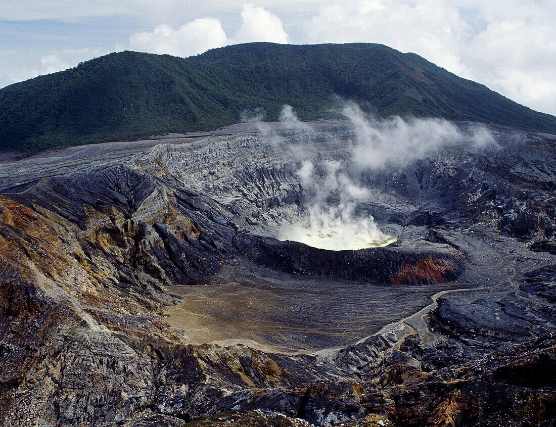 Crater lake, Poás Volcano. Volcán Poás National Park, Costa Rica