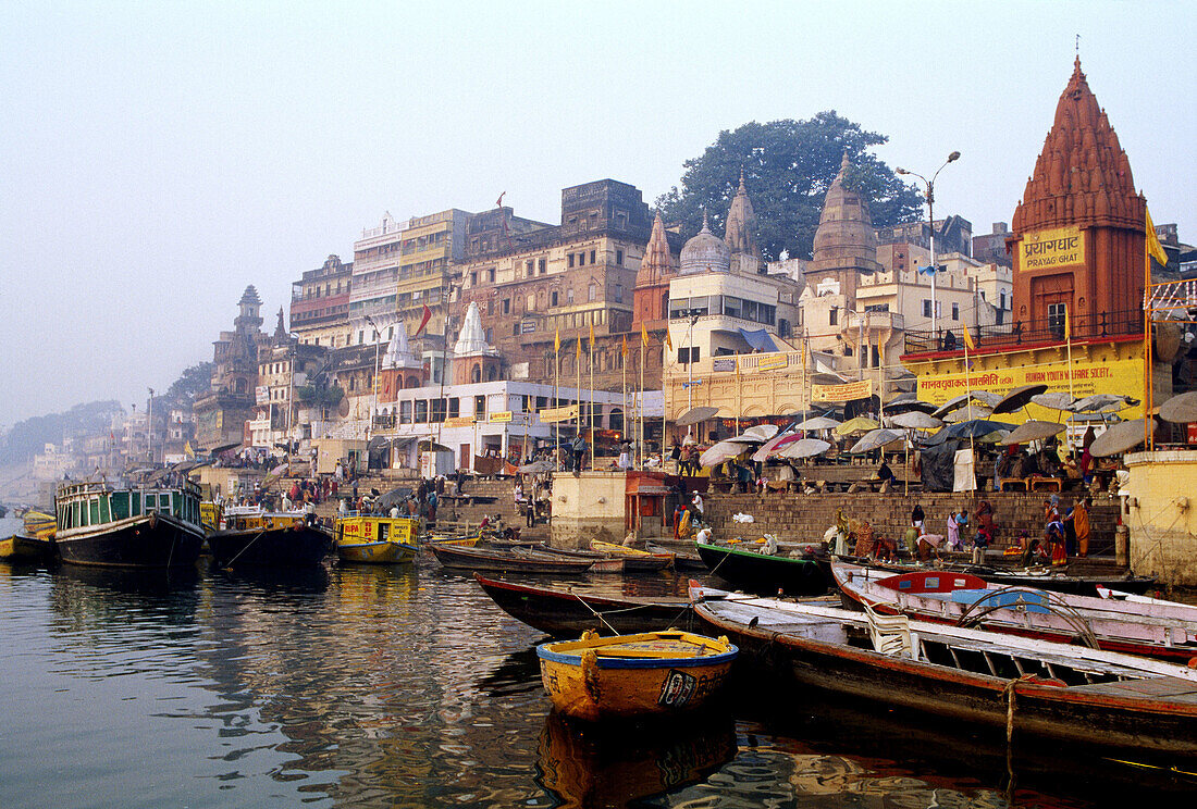 Dasaswamedha Ghat and River Ganga, Varanasi. Uttar Pradesh, India