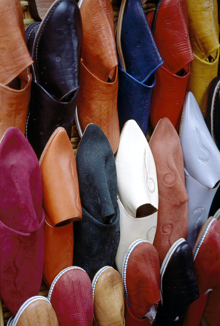 Merchandises in the souks of the medina, Marrakech. Morocco