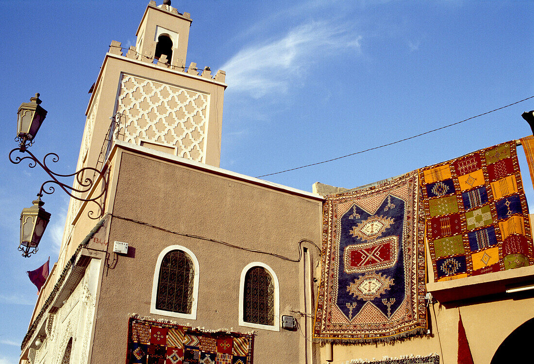 Carpets for sale at Jema a el Fna square, Marrakesh. Morocco