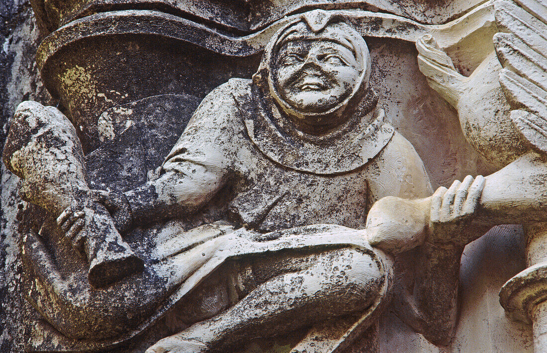 Detail of capital, Santes Creus monastery. Tarragona province. Spain