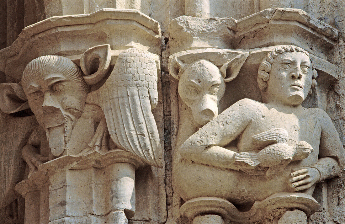 Detail of capitals, Santes Creus monastery. Tarragona province. Spain