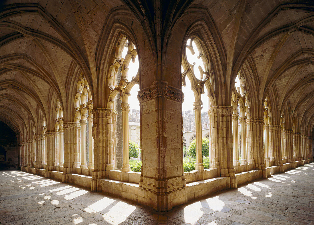 Cloister. Santes Creus monastery. Tarragona province. Spain