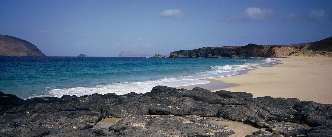 Las Conchas beach and Montaña Clara Island. La Graciosa island. Canary Islands. Spain