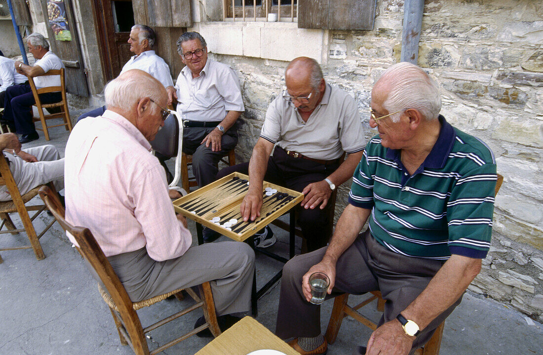 Men playing backgammon. Lefkara. Cyprus